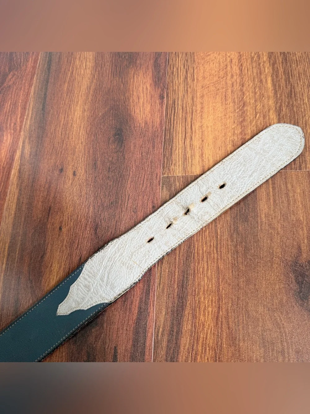 Tony Lama Made in Texas Leather Western Belt Blue Leather Gray Inlay Size 32